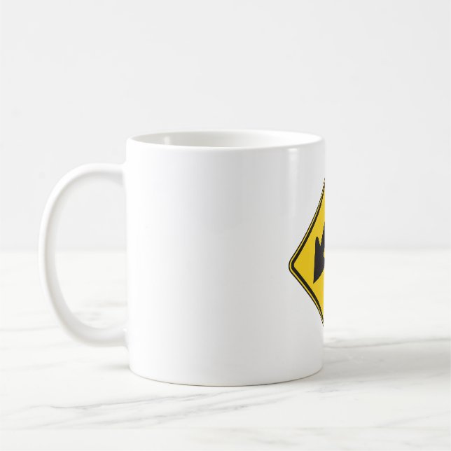 Two Downward Arrows Warning Road Sign Coffee Mug (Left)