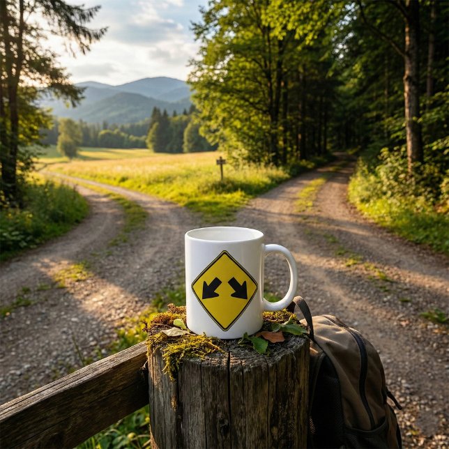 Two Downward Arrows Warning Road Sign Coffee Mug (Creator Uploaded)
