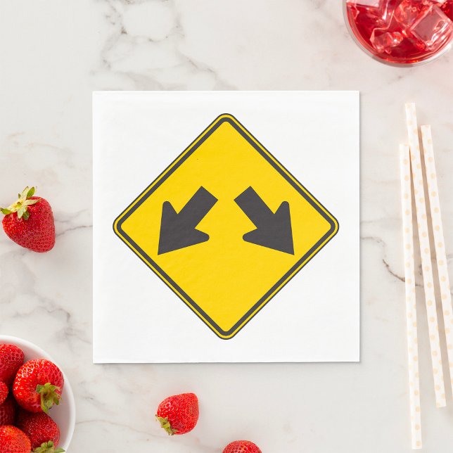 Two Downward Arrows Warning Road Sign Napkins (Creator Uploaded)