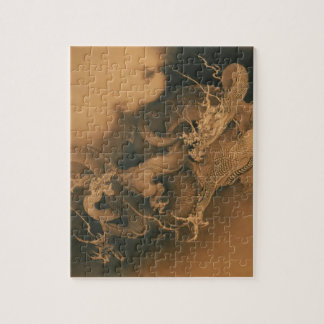 Two Dragons in Clouds Vintage Jigsaw Puzzle