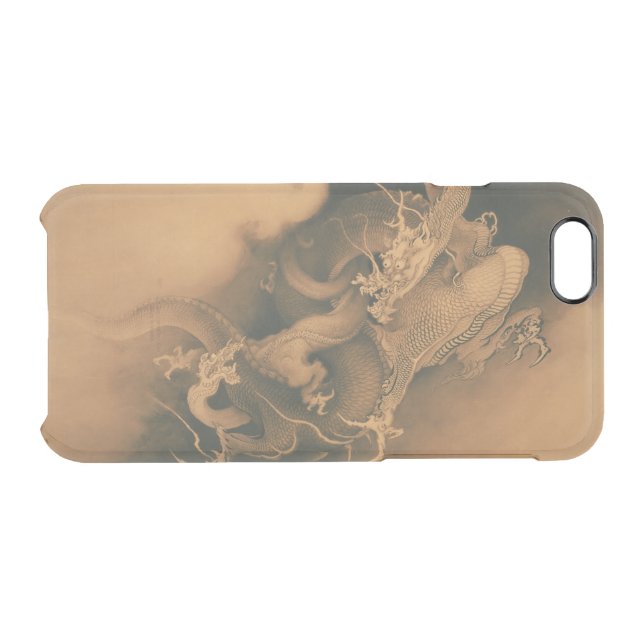 Two Dragons in Clouds Vintage Uncommon iPhone Case (Back Horizontal)