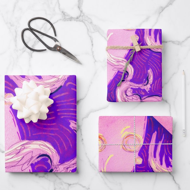 Two Dragons, Three Suns Wrapping Paper Sheets (Front)