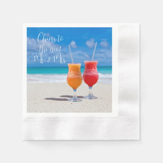 Two Drinks Sunny Beach Cheers Custom Text Napkins (Front)