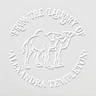 Two Dromedary Camels Outline Library Book Name Embosser