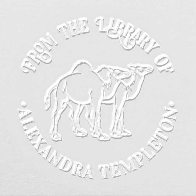 Two Dromedary Camels Outline Library Book Name Embosser (Design)