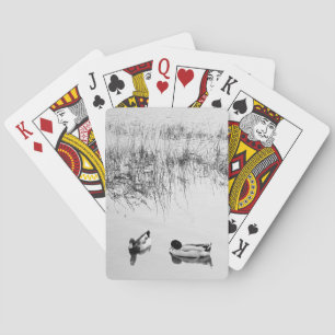 Two Ducks in Black and White Poker Cards