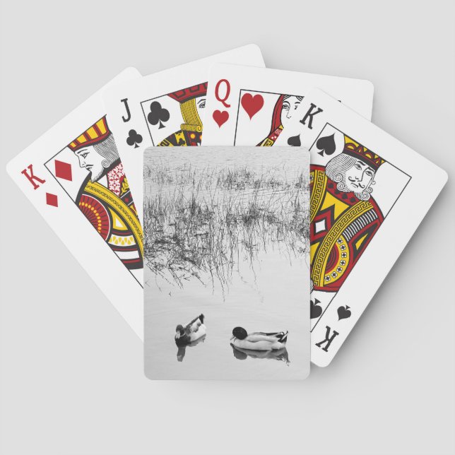 Two Ducks in Black and White Poker Cards (Back)