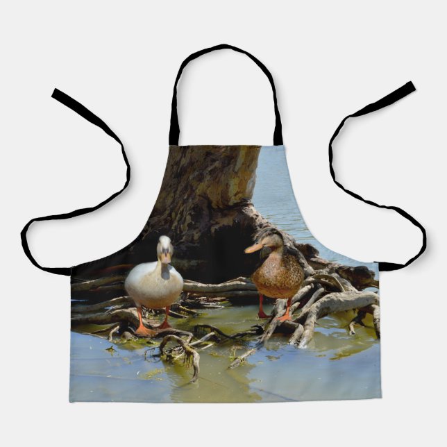 Two Ducks On Tree Roots, Kids Full Print Apron (Front)