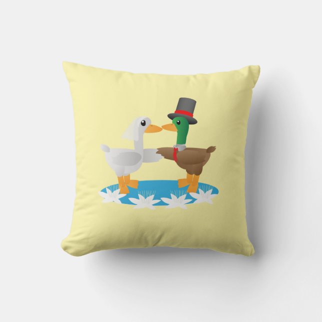Two Ducks, One Pond, Forever Throw Pillow (Front)