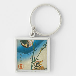 Two Ducks Swimming Among Reeds Keychain