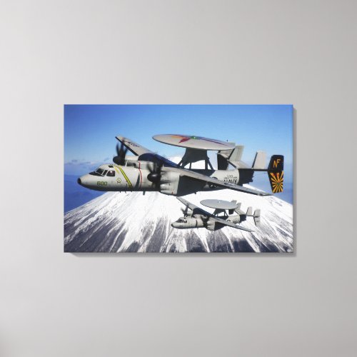 Two E_2C Hawkeyes conduct a flyby Canvas Print