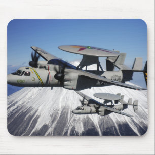 Two E-2C Hawkeyes conduct a flyby Mouse Pad