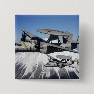 Two E-2C Hawkeyes conduct a flyby Pinback Button