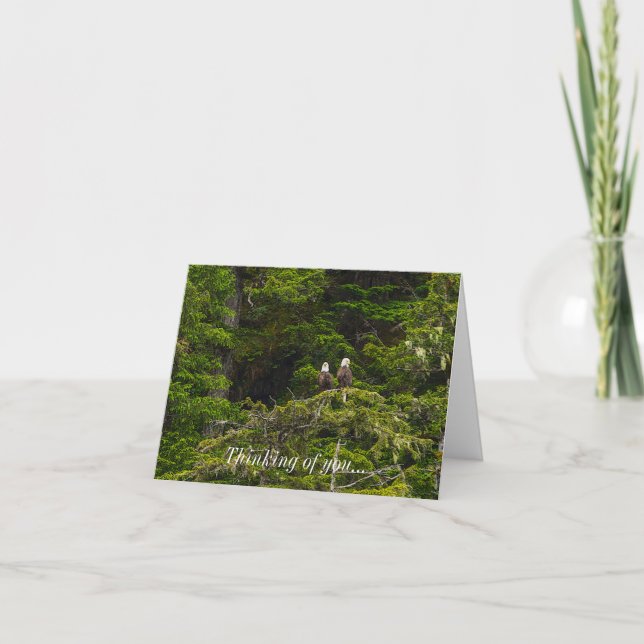 Two Eagles Perched Painterly Thinking Of You Card (Front)