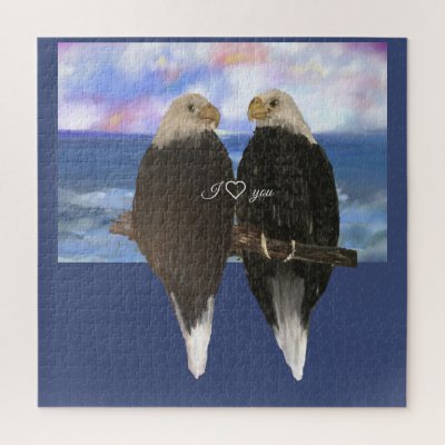 Two Eagles &Personalized Text Template Jigsaw Puzzle
