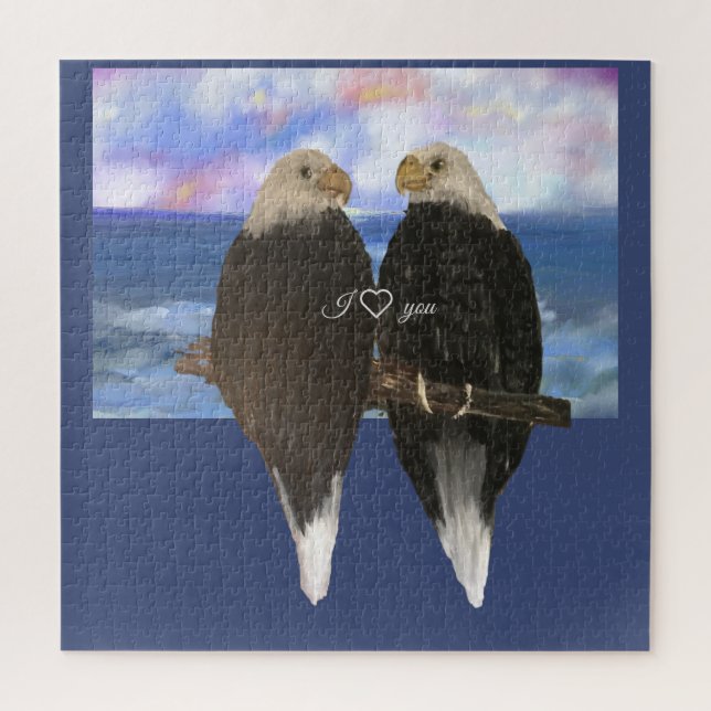 Two Eagles &Personalized Text Template Jigsaw Puzzle (Vertical)
