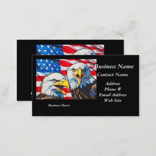 Two Eagles Talking _ US Flag and Bald Eagles Business Card