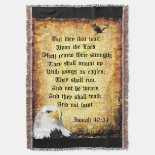 Two Eagles with Isaiah 40:31 Throw Blanket