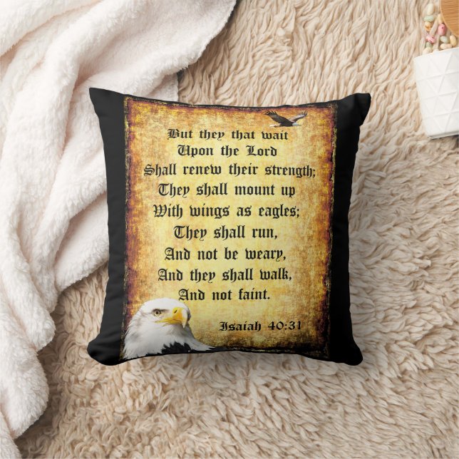Two Eagles with Isaiah 40:31 Throw Pillow (Blanket)