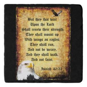 Two Eagles with Isaiah 40:31 Trivet