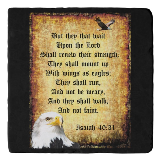 Two Eagles with Isaiah 40:31 Trivet (Front)