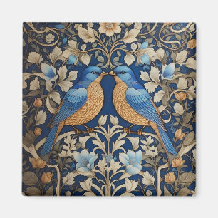 Two Elegant Blue Birds William Morris Inspired  Magnet