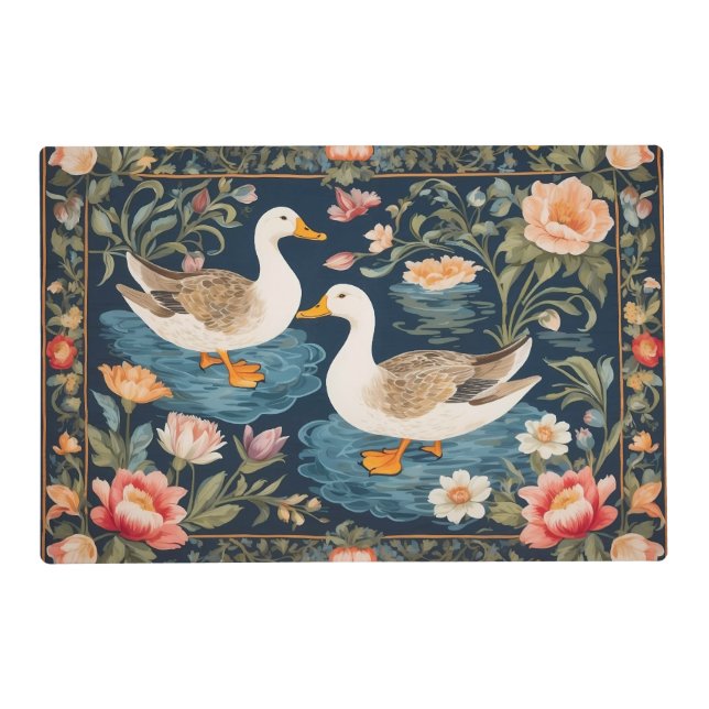 Two Elegant Ducks William Morris Inspired Placemat (Front)