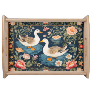Two Elegant Ducks William Morris Inspired Serving Tray