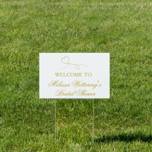 Two Elegant Gold Hearts  Bridal Shower Welcome Sign
