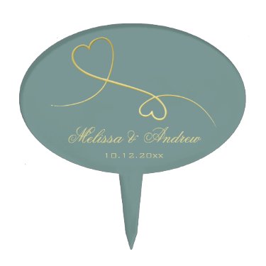 Two Elegant Gold Hearts | Emerald Green Wedding
