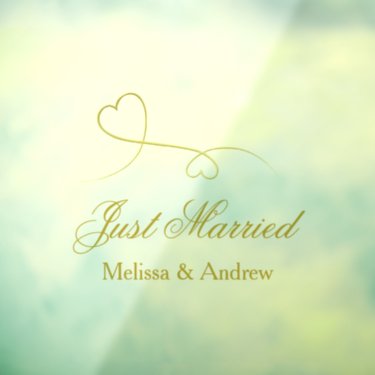 Two Elegant Gold Hearts | Just Married Wedding Car