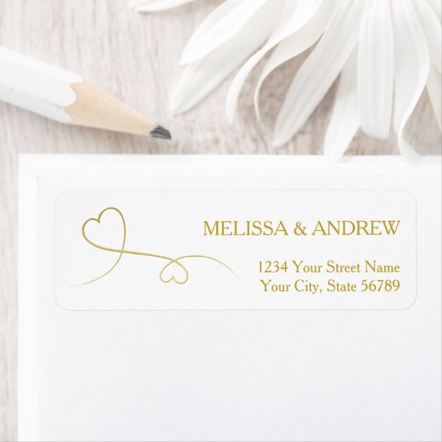 Two Elegant Gold Hearts Label (Insitu)