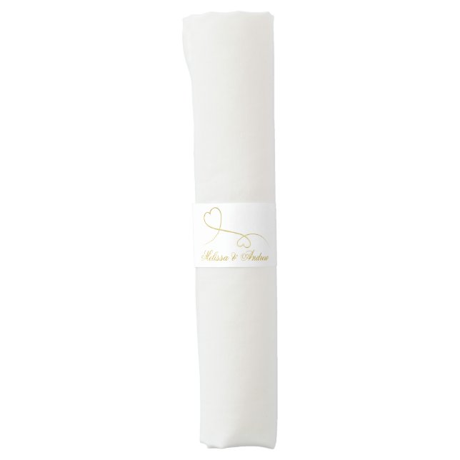 Two Elegant Gold Hearts | Personalized Wedding  Napkin Bands (Front)