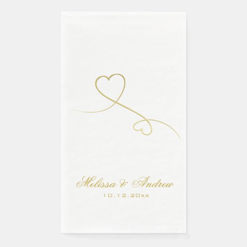 Two Elegant Gold Hearts  Personalized Wedding  Paper Guest Towels