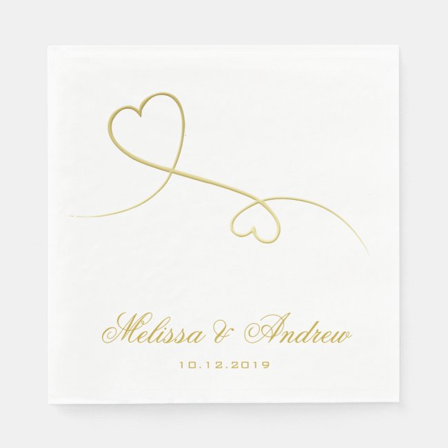 Two Elegant Gold Hearts | Personalized Wedding