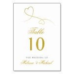 Two Elegant Gold Hearts | Personalized Wedding Table Number