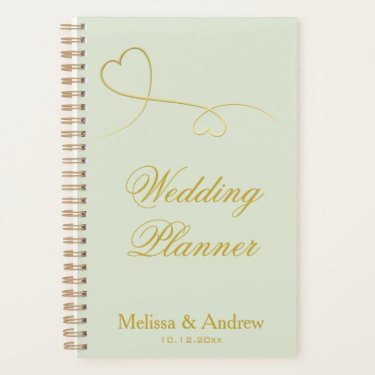 Two Elegant Gold Hearts | Sage Green Wedding