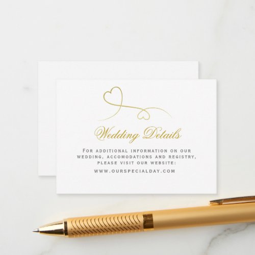 Two Elegant Gold Hearts  Wedding Details Insert
