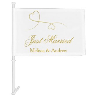 Two Elegant Gold Hearts | Wedding 'Just Married' 