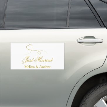 Two Elegant Gold Hearts | Wedding 'Just Married' 