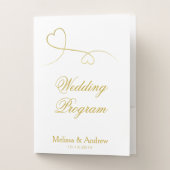 Two Elegant Gold Hearts | Wedding Program Pocket Folder (Front)