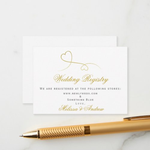 Two Elegant Gold Hearts  Wedding Registry Insert