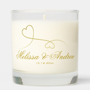 Two Elegant Gold Hearts Wedding Scented Candle