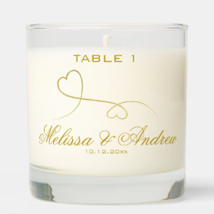 Two Elegant Gold Hearts Wedding Scented Candle