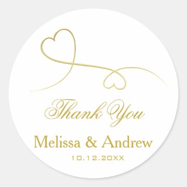 Two Elegant Gold Hearts | Wedding 'Thank You'