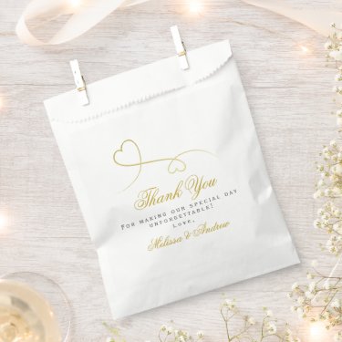 Two Elegant Gold Hearts | Wedding 'Thank You'