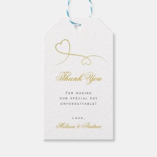 Two Elegant Gold Hearts | Wedding 'Thank You' Gift Tags