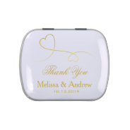 Two Elegant Gold Hearts | Wedding 'thank You' Jelly Belly Candy Tin at Zazzle