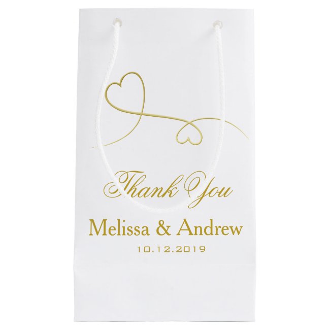 Two Elegant Gold Hearts | Wedding 'Thank You' Gift Bag