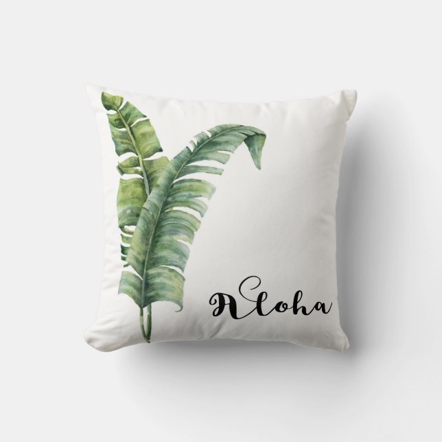 Two Elegant Palm Leaves Tropical Aloha Chic Throw Pillow (Front)